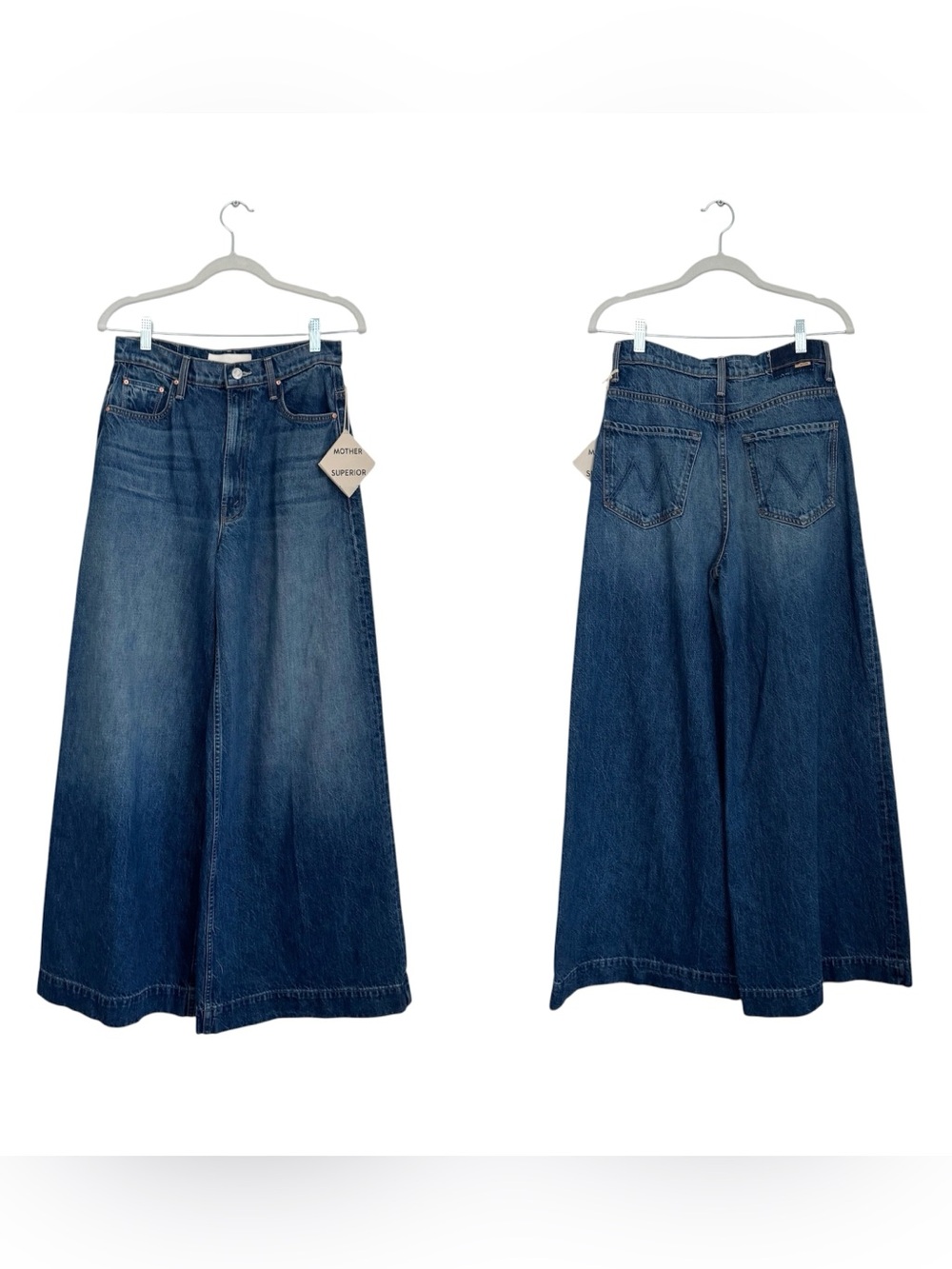 NWT MOTHER Superior The Headliner Sneak wide leg jeans in “Green Thumb” - Picture 8 of 11